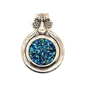 Large Blue Druzy Pendant